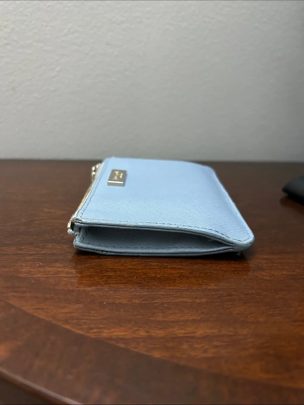 kate spade Light Blue Saffiano Zip Card Holder